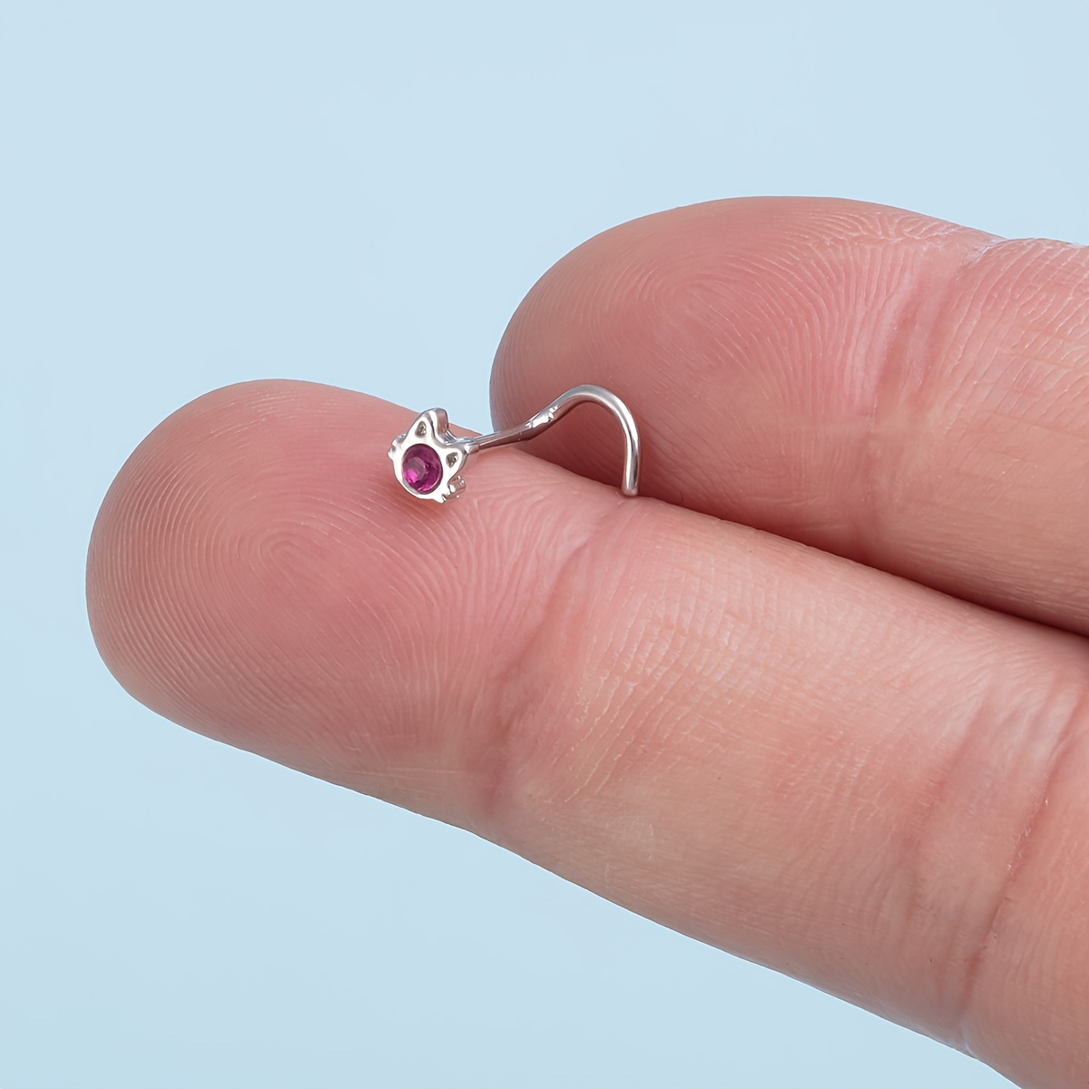 Set of 2 Adorable Cat Nose Zircon Studs for Various Piercings